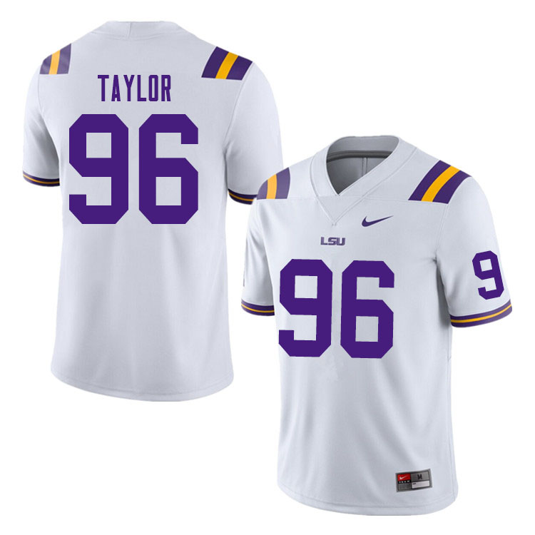 Men #96 Eric Taylor LSU Tigers College Football Jerseys Sale-White - Click Image to Close
